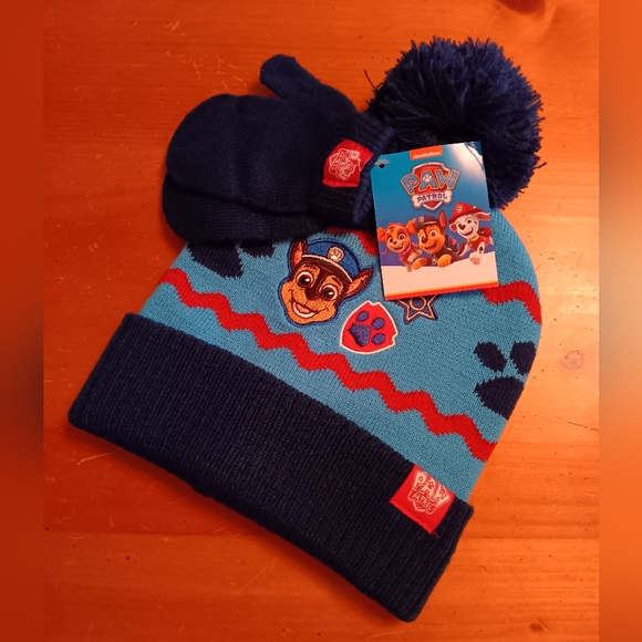 NWT Nickelodeon PAW PATROL 2PC BOYS Pom Pom Beanie Hat & MITTENS SET 2T-… - Picture 5 of 5